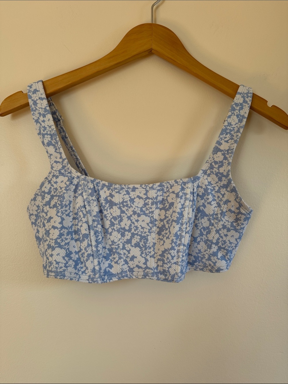 Gilly Hicks by Hollister Light Blue & White Floral Corset Boned Bikini Top
